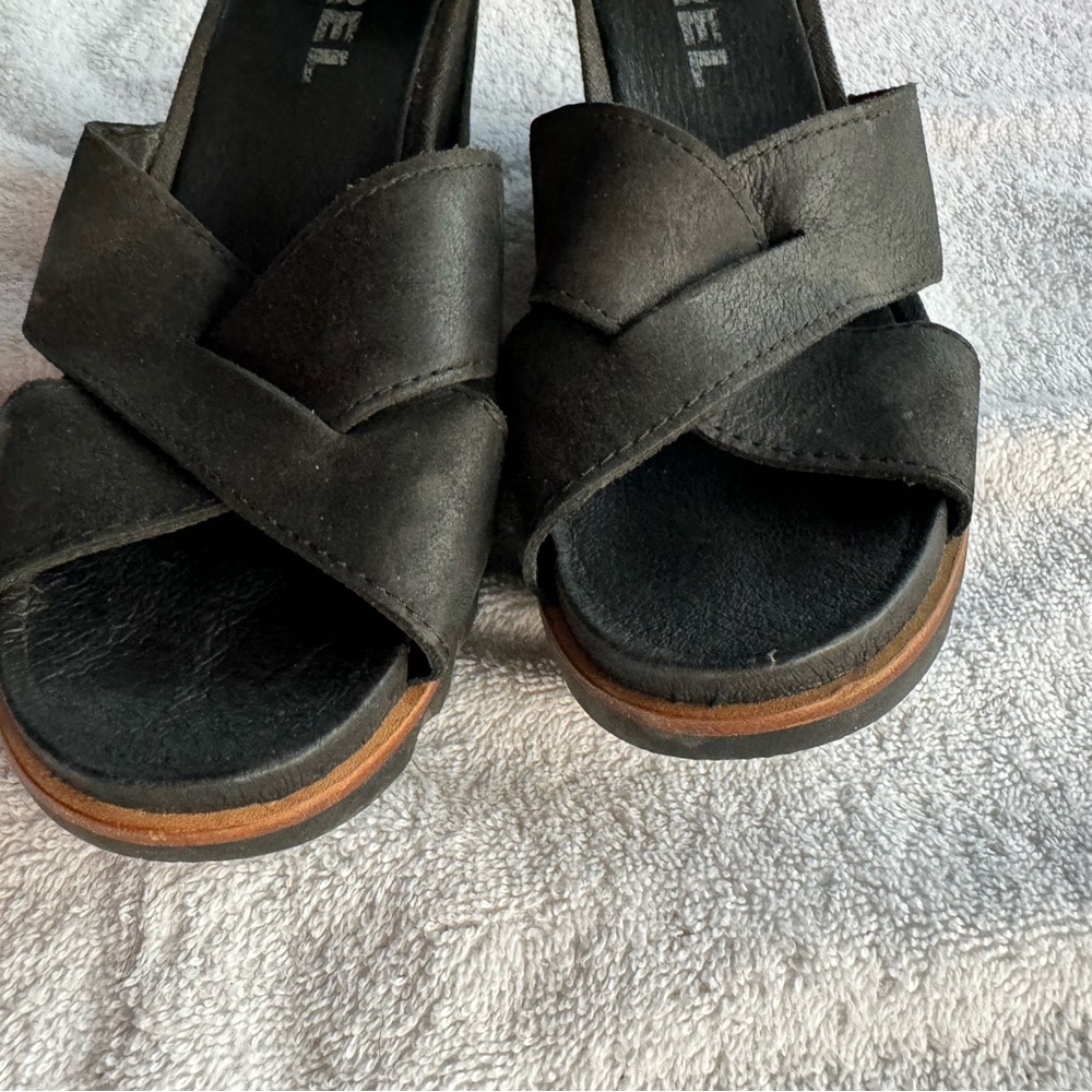 Sorel Joanie II Black Wedge Sandal women’s size 9.5 - Picture 2 of 7